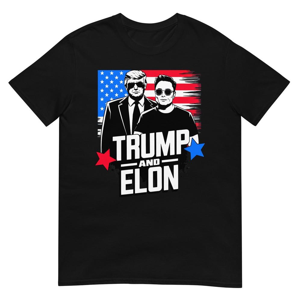 Футболка с американским флагом  Трамп и Илон 2024 Президентские выборы 4XL