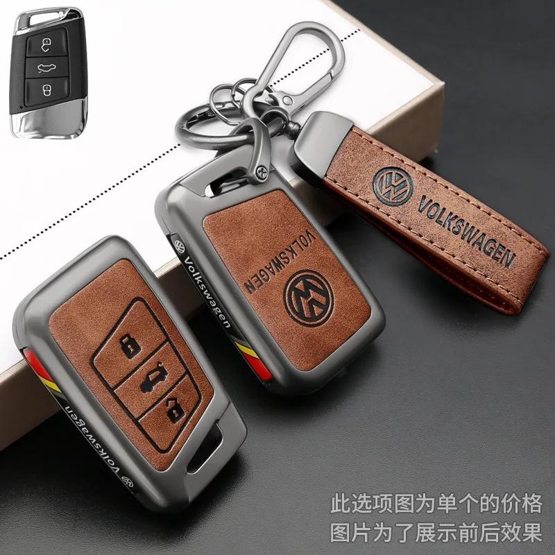 2025 Hot Tracking Styling Leather Alloy Car Remote Key Case Cover Keychain For VW Volkswagen Passat B8 CC Arteon Magotan GTE Acc