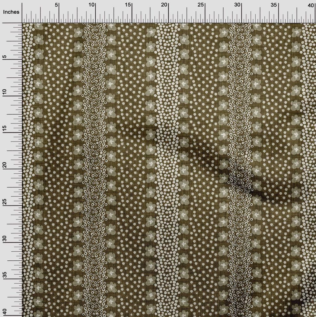 oneOone Cotton Flex Dark Olive Green Fabric Floral  Sewing Material Print Fabric By The Yard 40 Inch