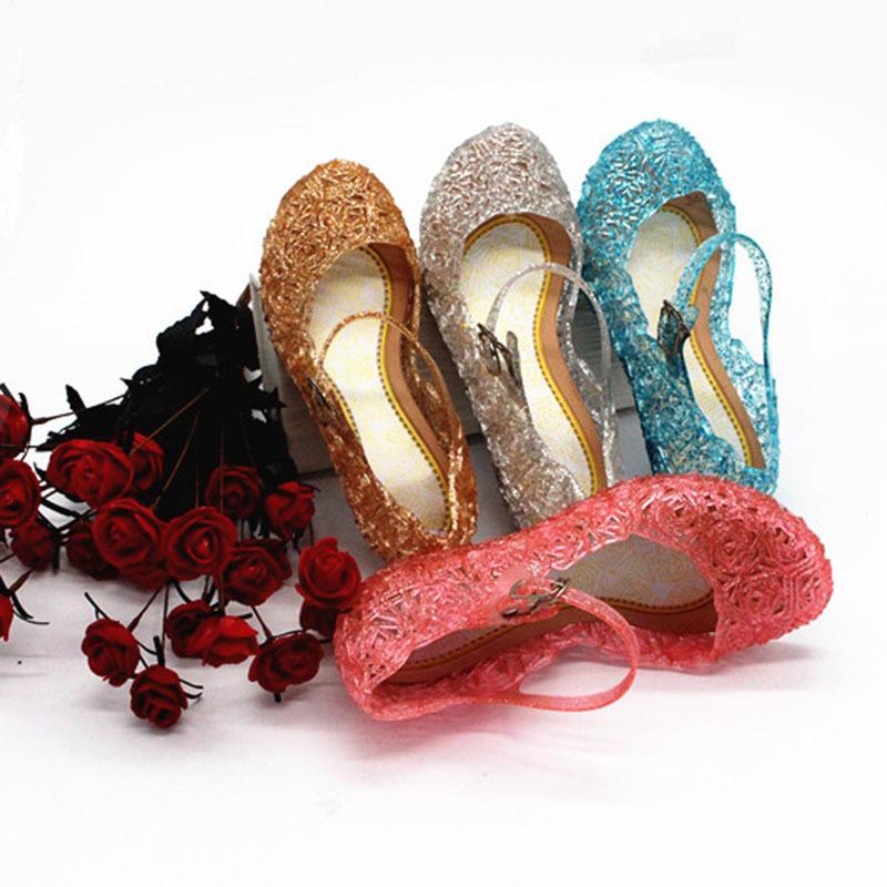 Girls Sandals Jelly Crystal Shoes Kids Wedge Princess Shoes Wedge Sandals Hollow Plastic Bird Nest Shoes Summer Beach Hole Women