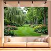 1 Großer Garten-Hintergrund - Eleganter Grüner Baumweg, Rosa/Orange/Blau/Gelb/Weiß/Lila