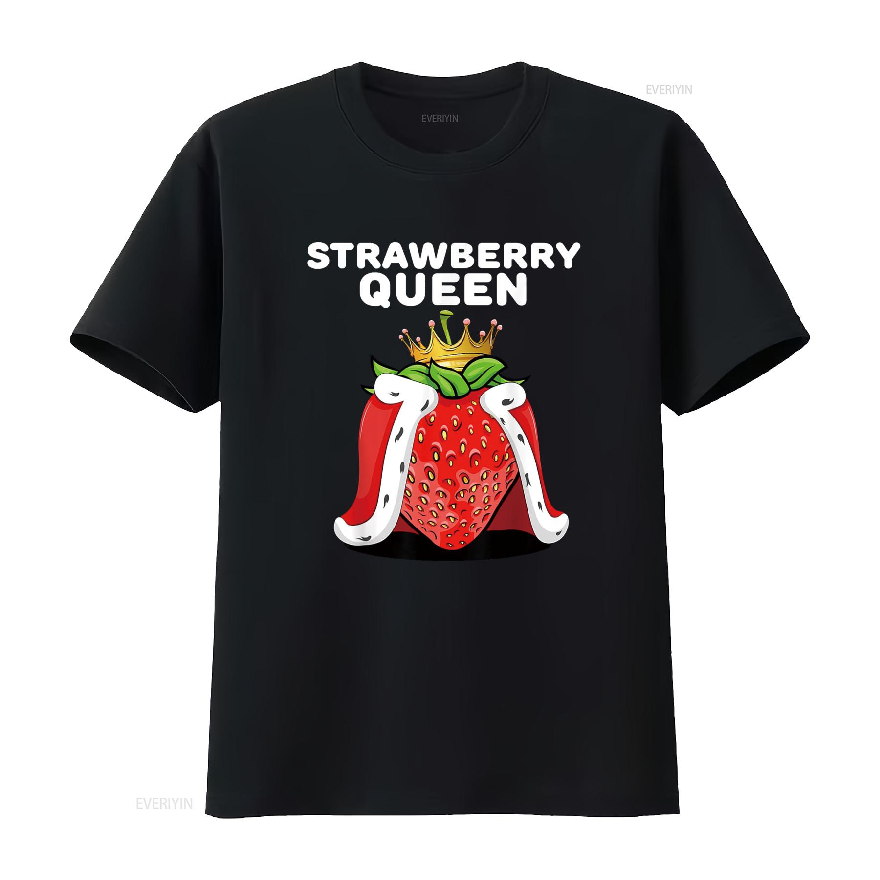 

Womens Strawberry Queen T Shirt for Lovers vintage Washed Comfortable streetwear Versatile Stylish Casual homme 4XL