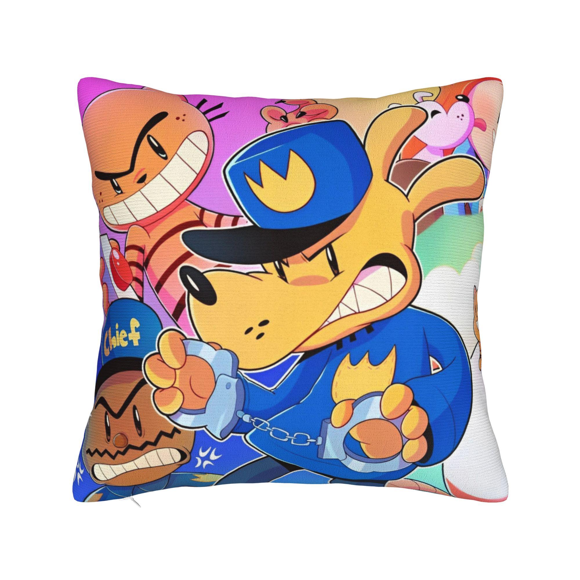 Dog man Pillowcase Merch Printed Cushion Cover Decorations  Pillow Case Cover Living Room Multiple Sizes 12x12Inch