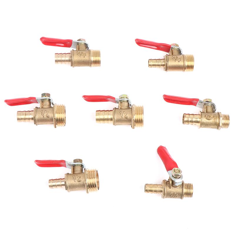 Brass Ball Valve Hose Barb 1/4" 3/8" 1/2" Bsp Male Thread Connector Pipe Adapter
