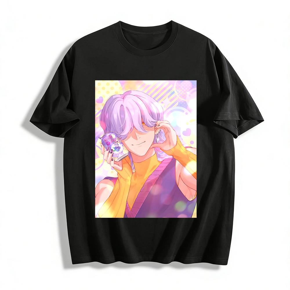 

Топ-майка в стиле Y2K с принтом аниме-мальчика, фиолетово-желтый цветовой блок, без рукавов, для повседневной носки, футболка из чистого хлопка XXS