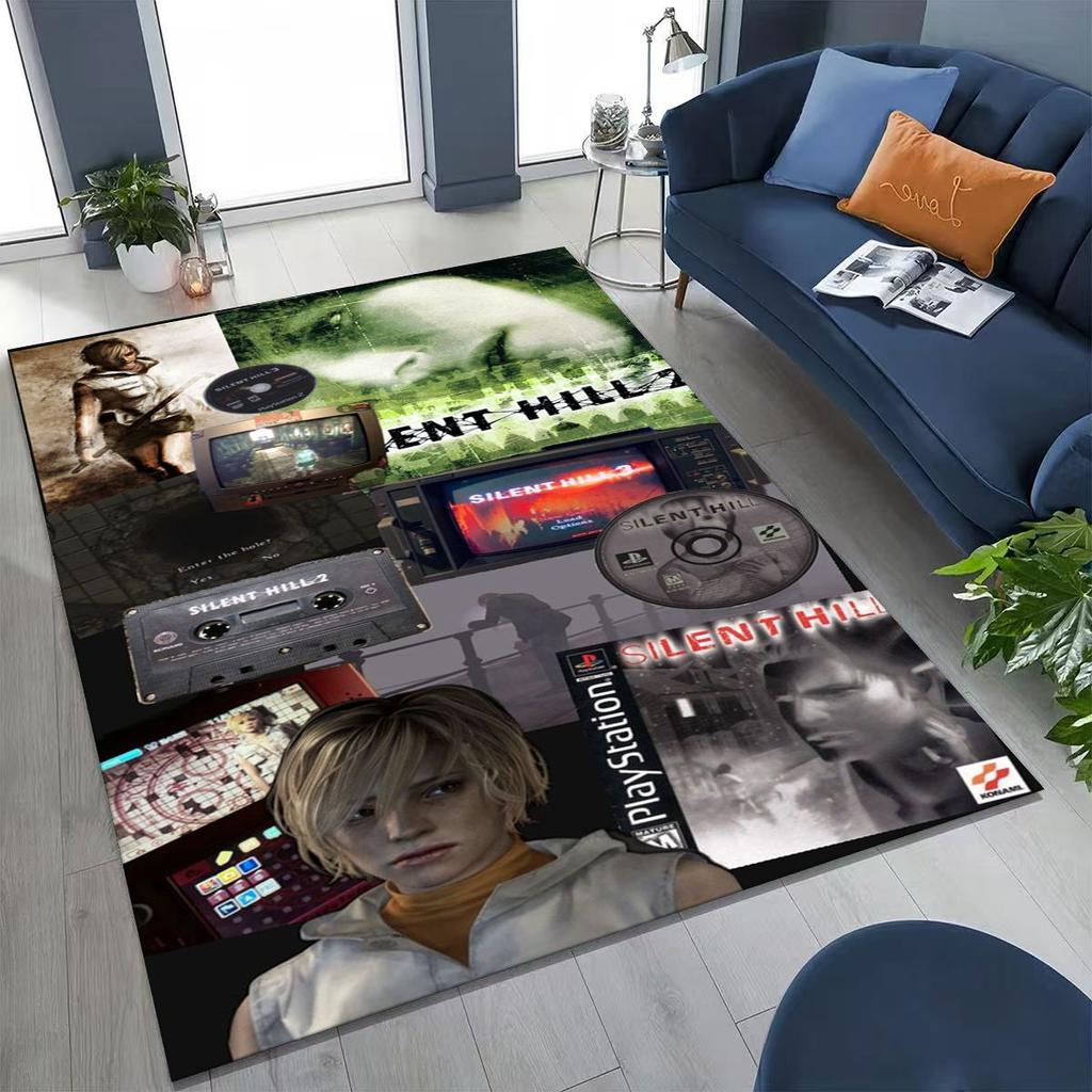 Klassisches Silent Hill Horror Game Filmkunst Teppich für Schlafzimmer Wohnzimmer Sofa Heim Fußmatte Dekor,Große Kinder Spiel Rutschfeste Bodenmatte