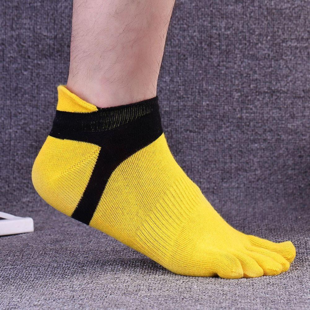 Patchwork Five Finger Sports Socks Cotton Running Hosiery Men's Five Toe Socks  Spring/Summer