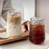 Striped Glass Tumbler 400ML Capacity Hot Cold Drink Cup For Coffee Milk Juice Dishwasher Safe Modern Cafe Style Home Drinkware