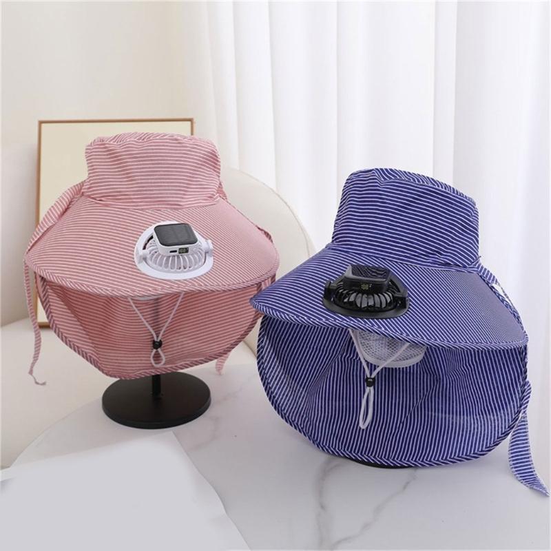 USB Rechargeable Cooling Fan Hat with Solar Charging And 3 Speed Adjustment Design for Women Men Hiking Camping