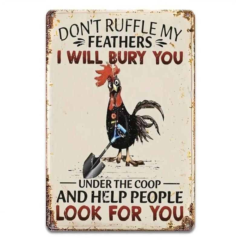 Sassy Metal Chicken Art Vintage Humor Plaque Home Decor