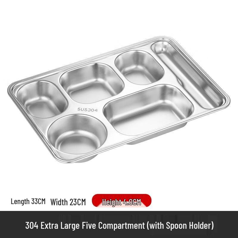 JingJingRS 304 Stainless Steel Partitioned Canteen Plate