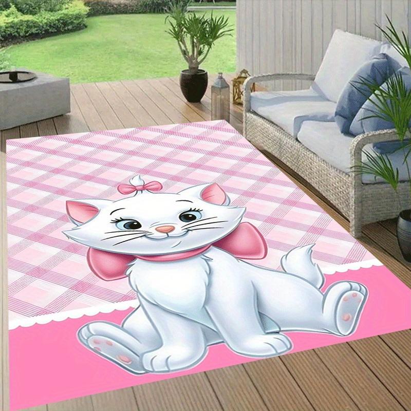 1pc Cute Marie Cat Pattern Area Rug Soft Flannel Floor Mat for Living Room,Office,Bedroom and Carpet,Sofa Coffee Table Floor Mat