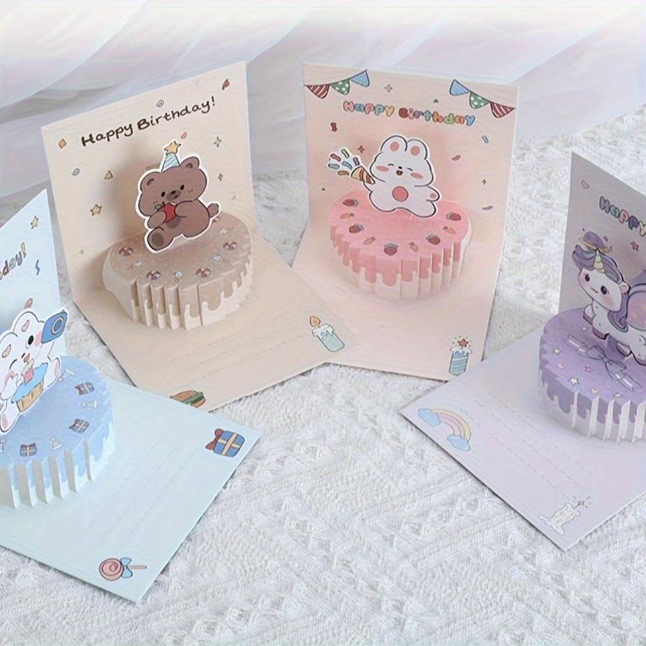 Charming 3D Pop-Up Bunny Cake Birthday Card - Adorable Rabbit & Cupcake Design with Pink Icing, Premium Paper Craft for Youngsters