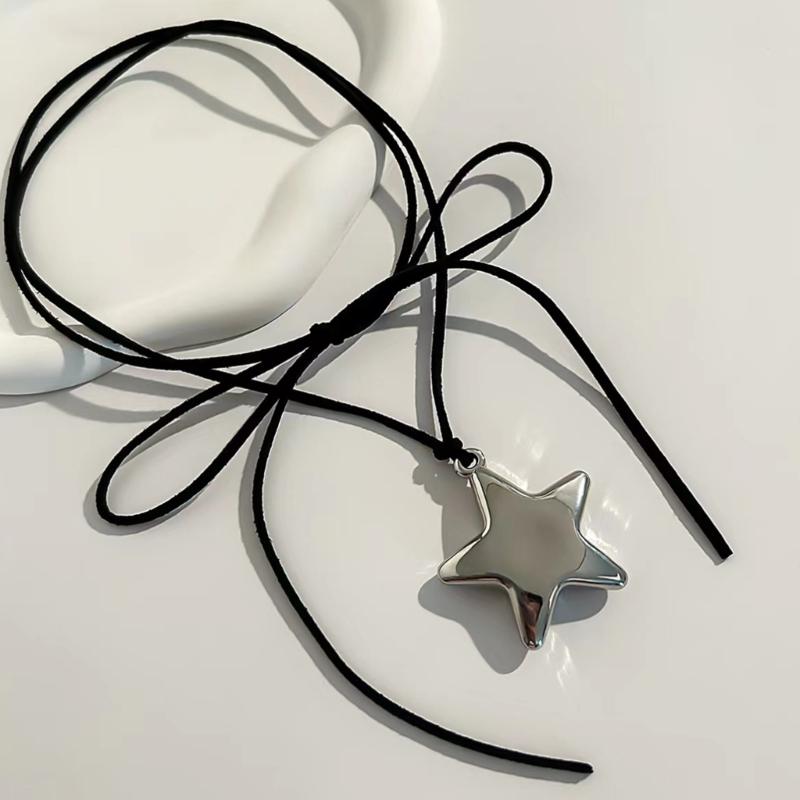 Große Stern Halskette Trendige Stern Anhänger Halskette Lange Seil Halskette Ketten Halskette Perfektes Geschenk für junge Mädchen