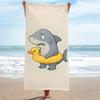 1 Cute Shark Duck Float Beach Towel 2D Single Print Soft Absorbent Quick Dry Sand Durable Beach Pool Vacation Travel Picnic Use
