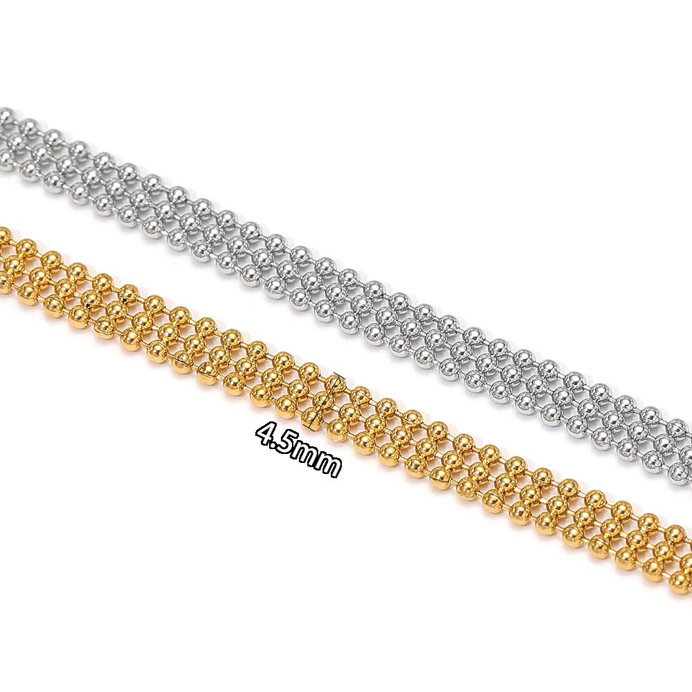 1 Meter Edelstahl Goldfarbe Dreilagige Perlenketten Halsketten mit Perlen Schmuckzubehör Armbänder DIY Schmuckherstellung Zubehör