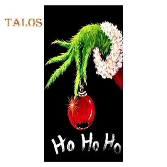 1 Set Garage Door Tapestry with 4 Fasten Tapes Christmas Style Cartoon Grinchy Print Create Festive Atmosphere New Year Party Backdrop Decoration