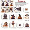 3D Halloween Window Sticker Set- Pvc Static Cling Halloween Decals With Castle,Bats,Witch,Pumpkins - Reusable Double-Sided Glass