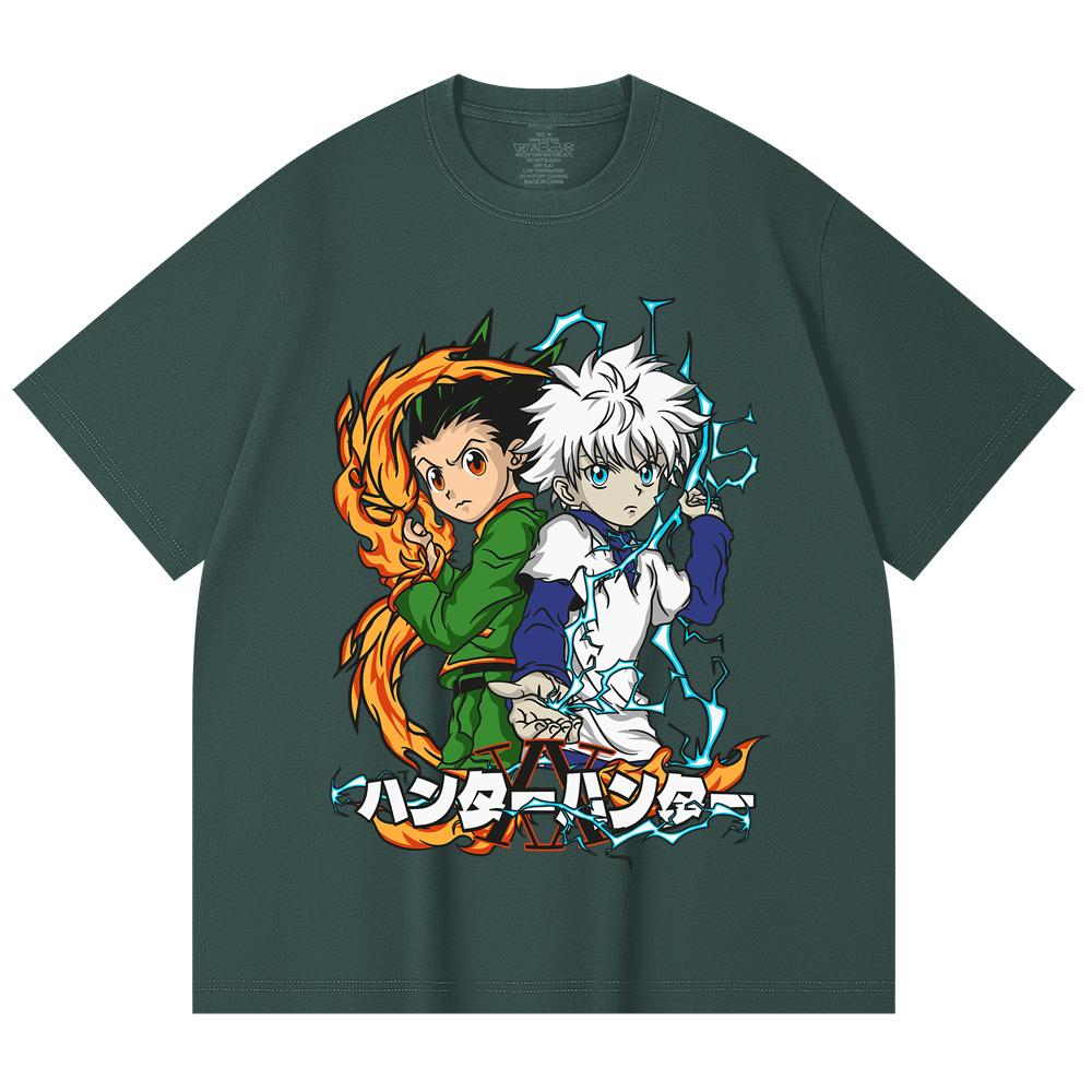 230 Gsm 100% Cotton HXH V7 Gon Killua Print Unisex Heavy Cotton T Shirt