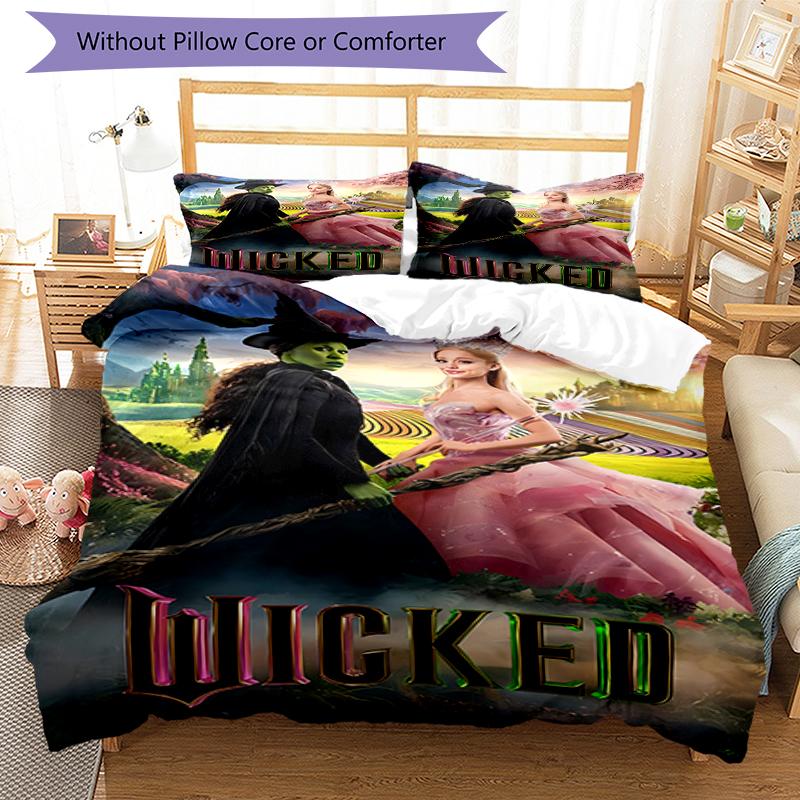 3pcs Wicked pattern bedding set duvet cover set includes duvet cover &pillowcases, perfect all season bedroom decoration & gift