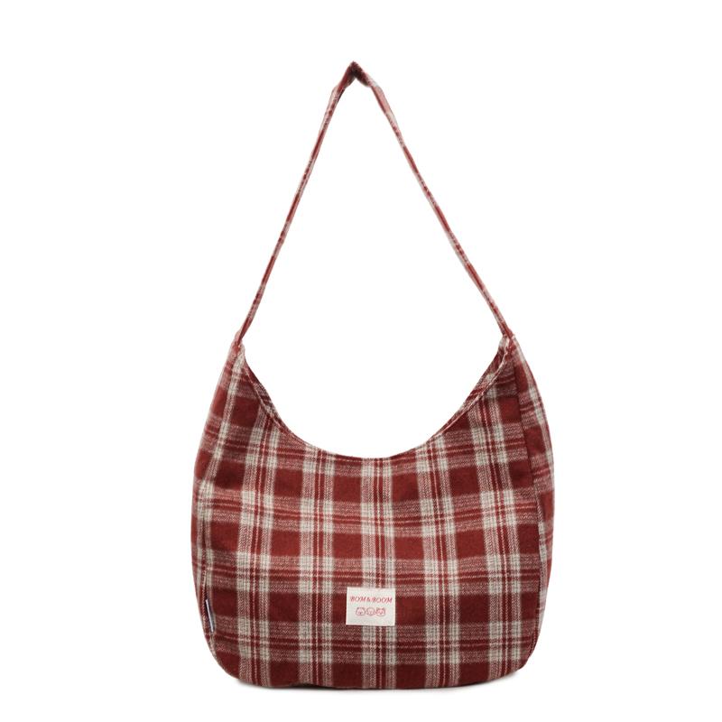 Vintage Plaid Handbag Lightweight Large Capacity Commuter Shoulder Bag