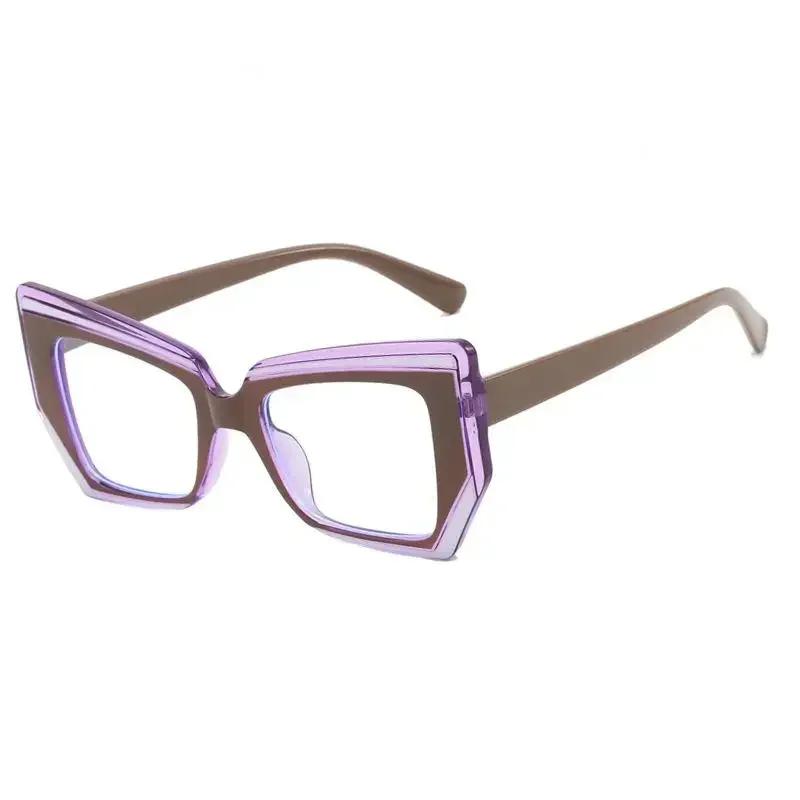 Square Patterned Eyeglass Frame New Personalized Flat Mirror Fashion Large Frame Plain Color Trendy Eyeglass Retro Eyewear