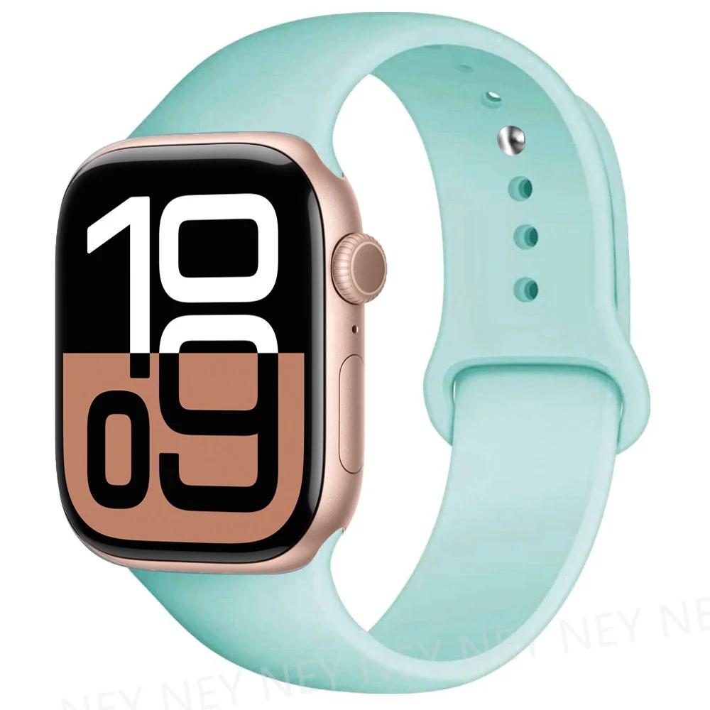 Silicone Band For Apple Watch Straps Ultra 2 49mm 45mm 44-40mm 41mm Sport Bracelet Apple Watch Series 10 42mm-46mm 8 7 6 5 SE 9