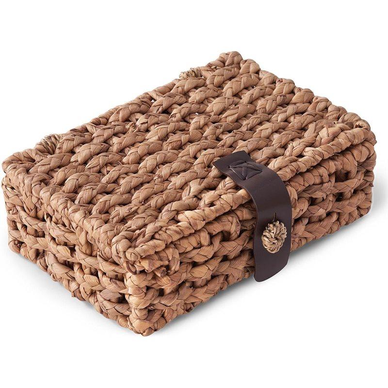 

CYCLI-Wicker Decorative Box With Lid, Water Hyacinth Woven Basket For Shelf Display, Coffee Tables Storage