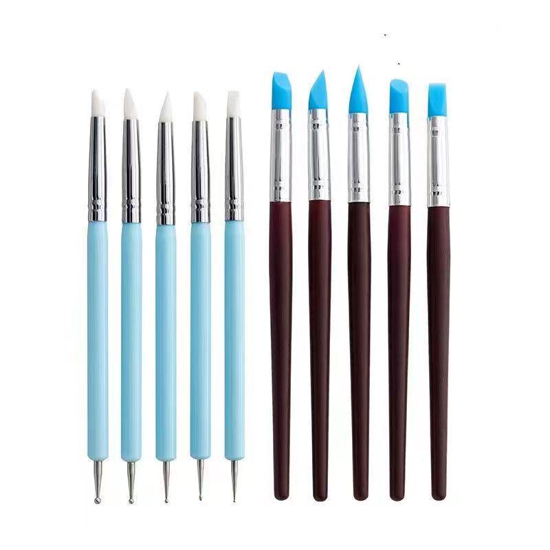 14-Piece Polymer Clay Pottery & Nail Art Silicone Pen Set with Soft Tip for Painting, Mark Removal, and Modification