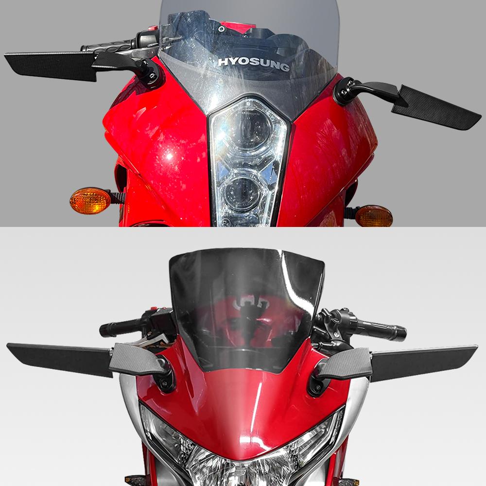 For Kawasaki Ninja 250 300 400 650 H2 H4 Modified Motorcycle Mirrors Adjustable Rotating Rearview Wind Swivel Wing Side Mirror