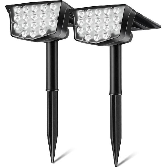 64 LEDs Solar Spot Lights Outdoor, 1000 Lumens 4 Lighting Modes Solar Outdoor Lights, IP67 Waterproof Solar Spotlight 2-in-1 Garden Light, for Yard