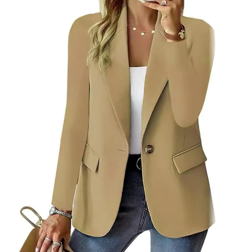 Autumn Long Sleeve Solid Color Cardigan Blazer Outerwear For Women