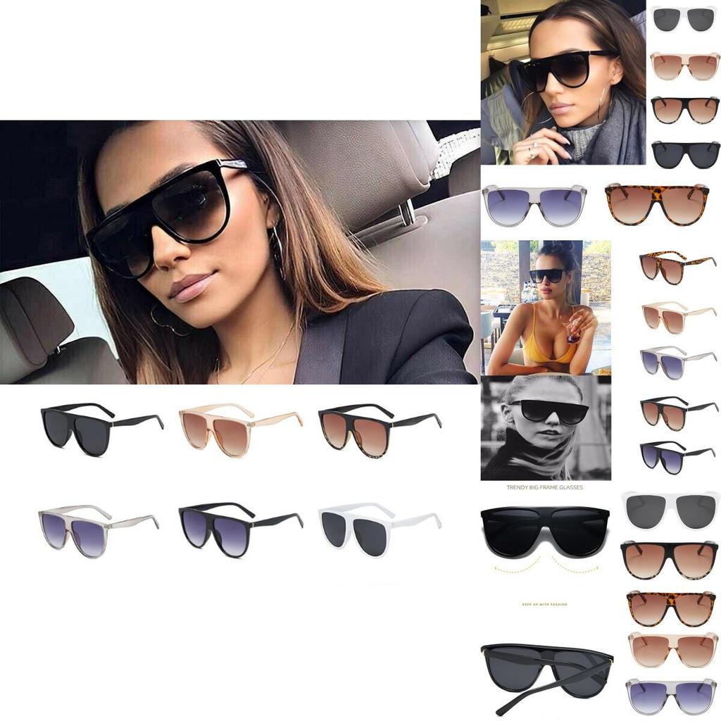 Vintage Oversized Women Sunglasses With Flat Top Large Shield And Uv400 Defense