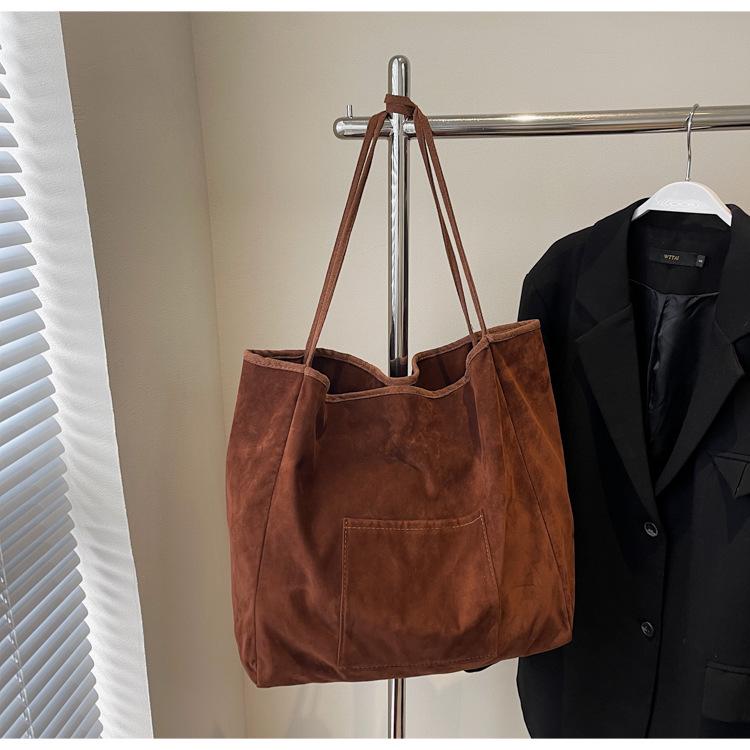 

Ретро матовая сумка-тоут большой вместимости для женщин - 2024 Высококлассная сумка на плечо/подмышку кофейный