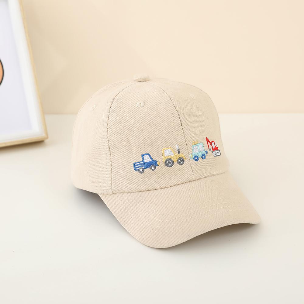 

Simple solid-color embroidered cartoon car cotton baseball cap, fashionable beveled brim sun hat, casual and daily wear. One Size