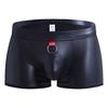 Cueca sexy masculina imitação de couro anéis laca calças lisas cuecas sexy