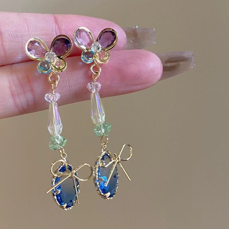 Banquet Protagonist Exquisite Daughter Flashing Zirconium Hollow Earrings Female Light Luxury Niche Exaggerated Earrings Temperament Unique Earrings