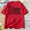 Hard Fought Hallelujah Tshirt Women Retro Christian Tshirt Casual Cotton Short Sleeve Bible Verse Religious Tees Clothing