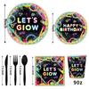 Set per Festa Graffiti al Neon: Piatti, Bicchieri, Tovaglia, Bandierine e Striscioni Monouso per Feste di Compleanno.
