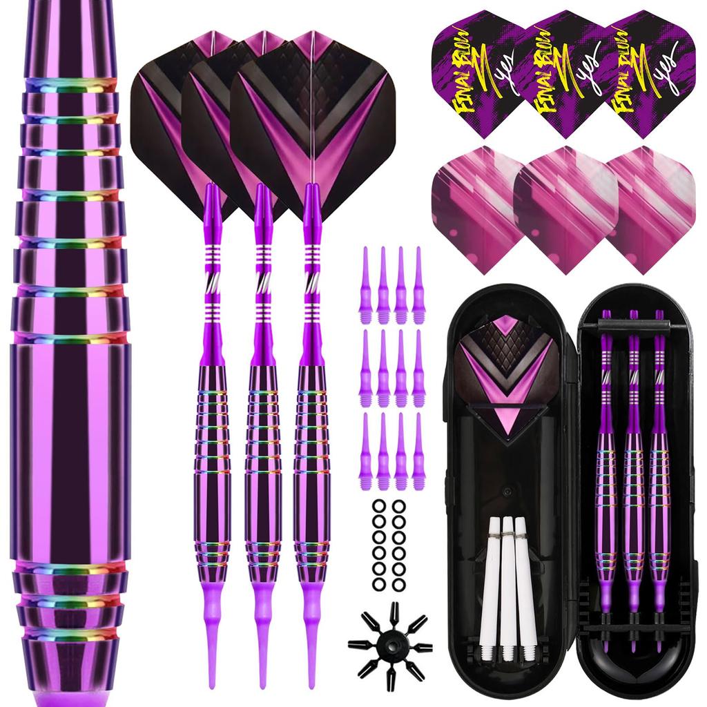 Lavishio Professional Soft Tip Dart Set 19g with 12 Plastic Dart Tips Flights and Shafts Multicolored