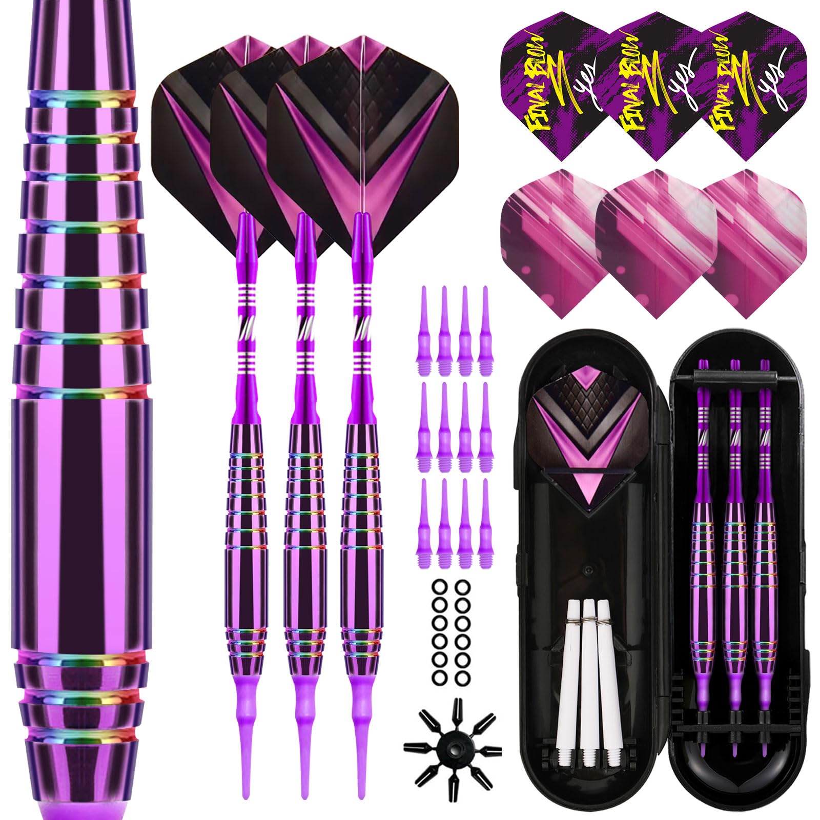 

Lavishio Professional Soft Tip Darts Set 19g, 12 Plastic Dart Tips, Dart Flights, with Shafts