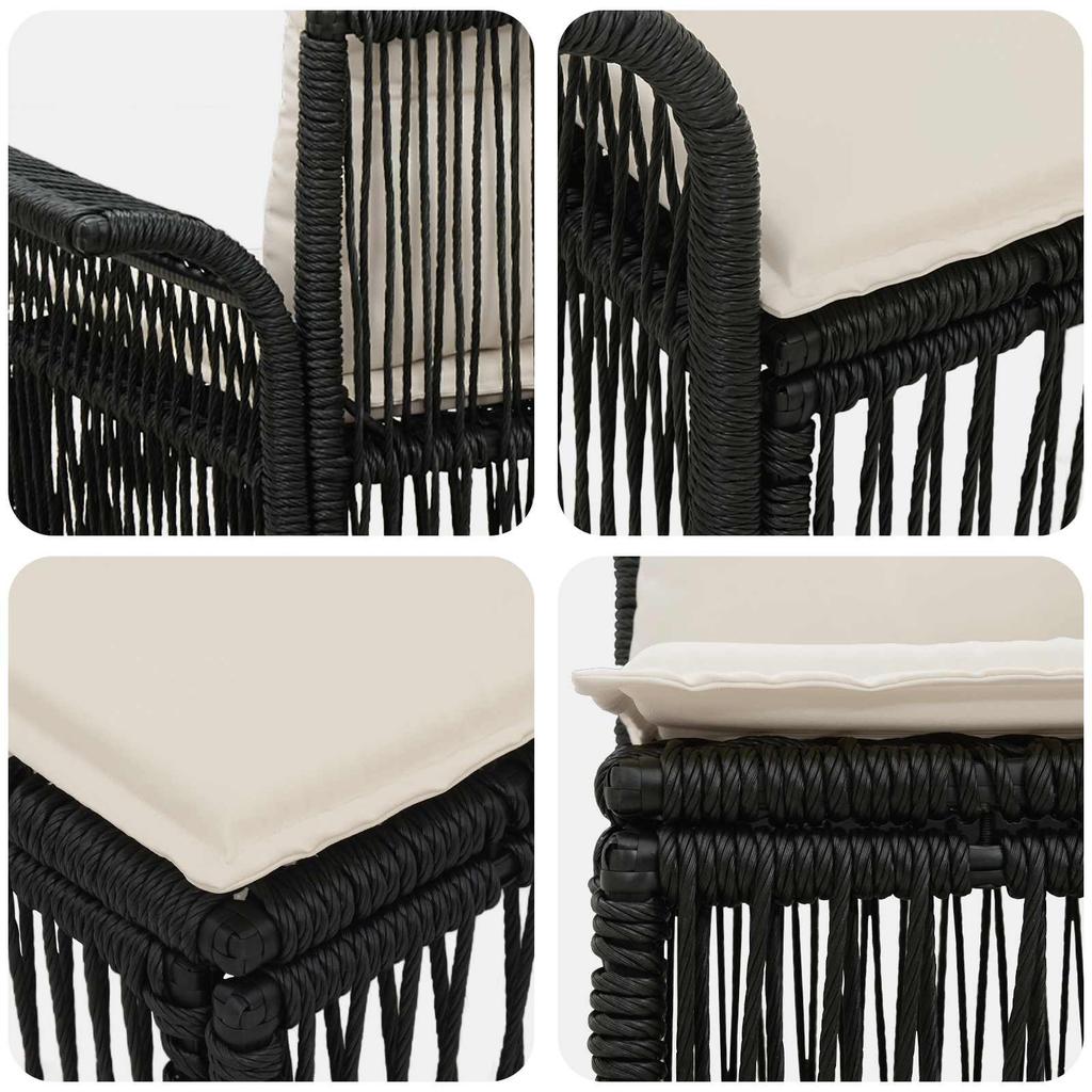 Garden Sofa Set 11 Pcs Black and Cream White Poly Rattan