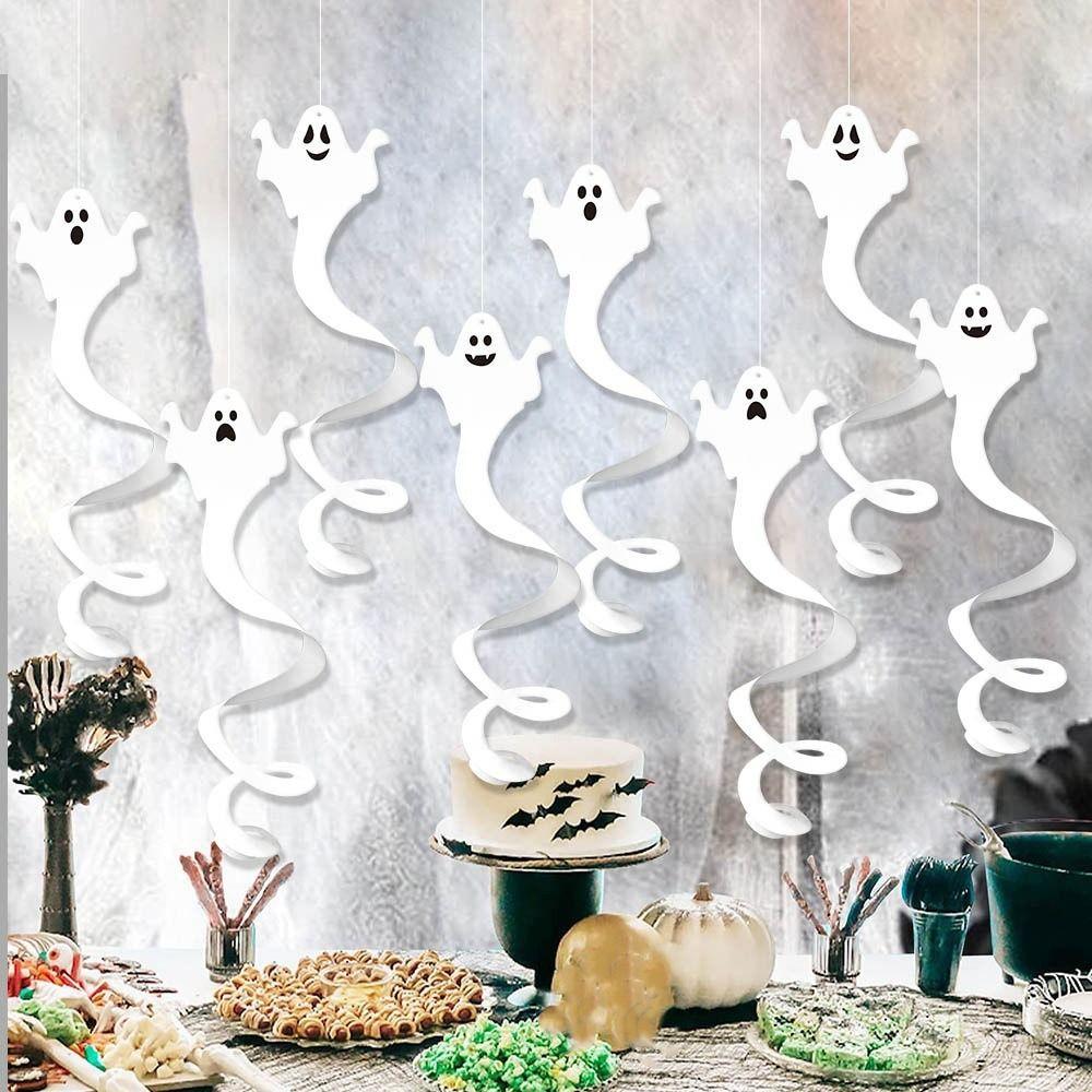 8pcs Paper Halloween Ghost Pendant White Ghost Hanging Garland  Ghost Festival