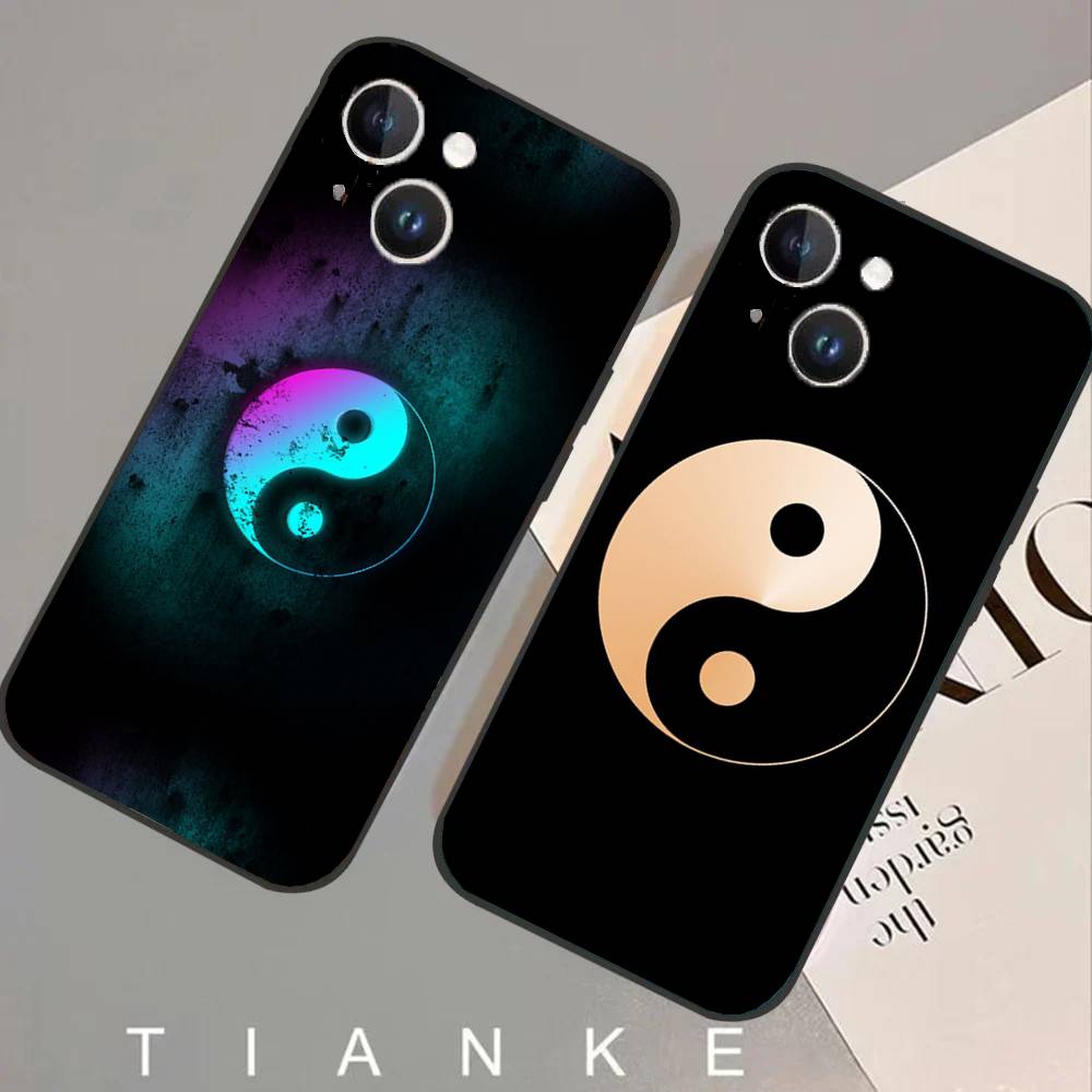 Tai Chi Symbol Phone Case For IPhone 17 Air 16 15 14 13 Pro Max 11 12 Black Silicone Cover