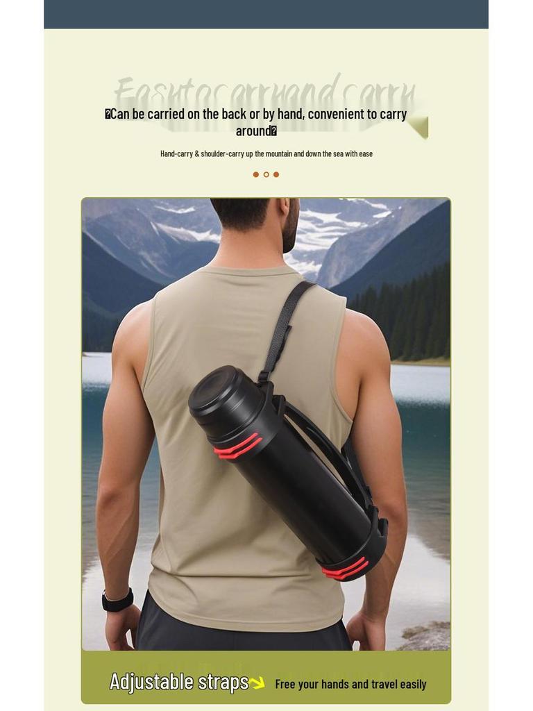 Hervidor de Viaje Aislado de Acero Inoxidable 304 - Botella de Agua Portátil de Gran Capacidad para Acampada al Aire Libre.