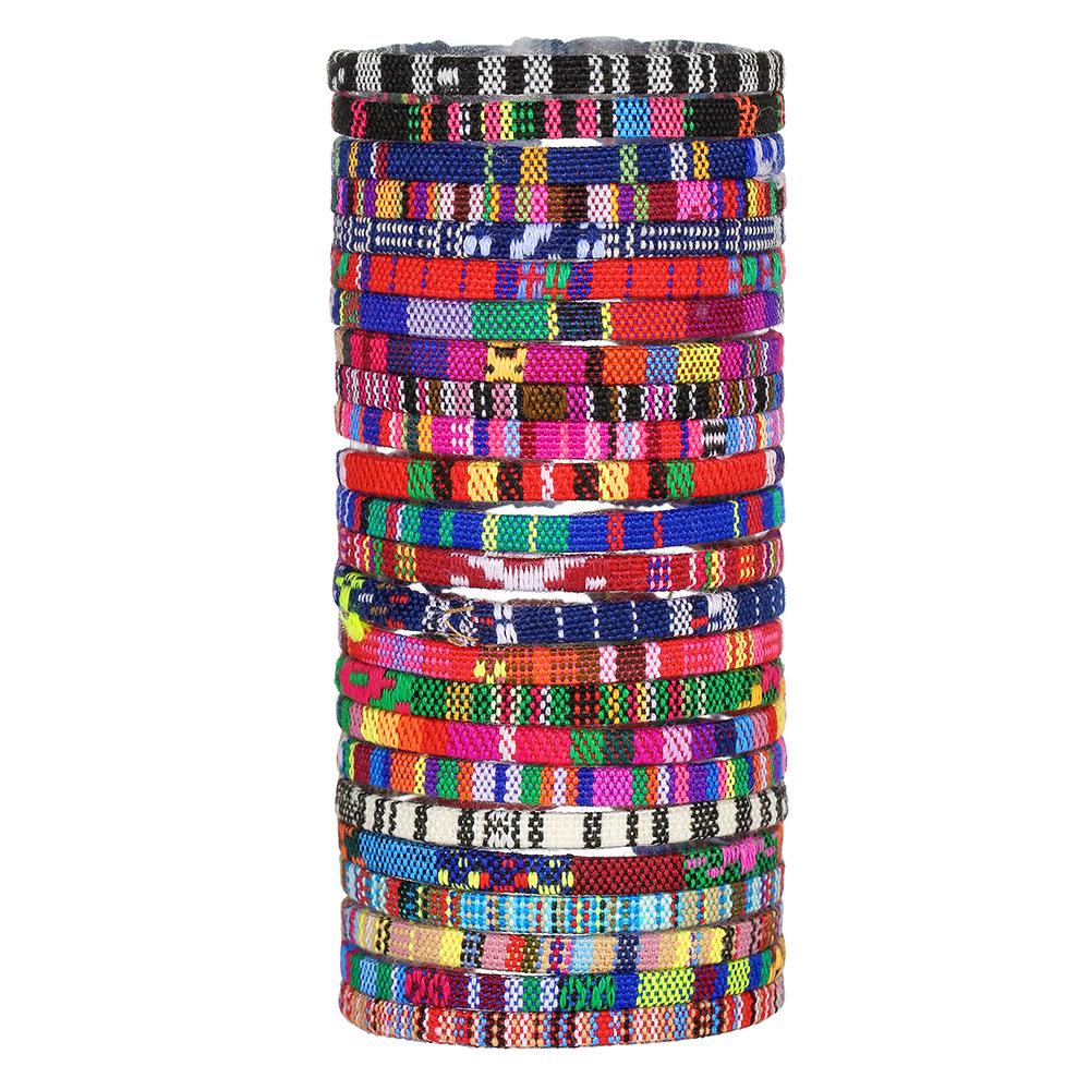 Mehrfarbig Verstellbares Handgeknüpftes Baumwoll-Leinen-Armband