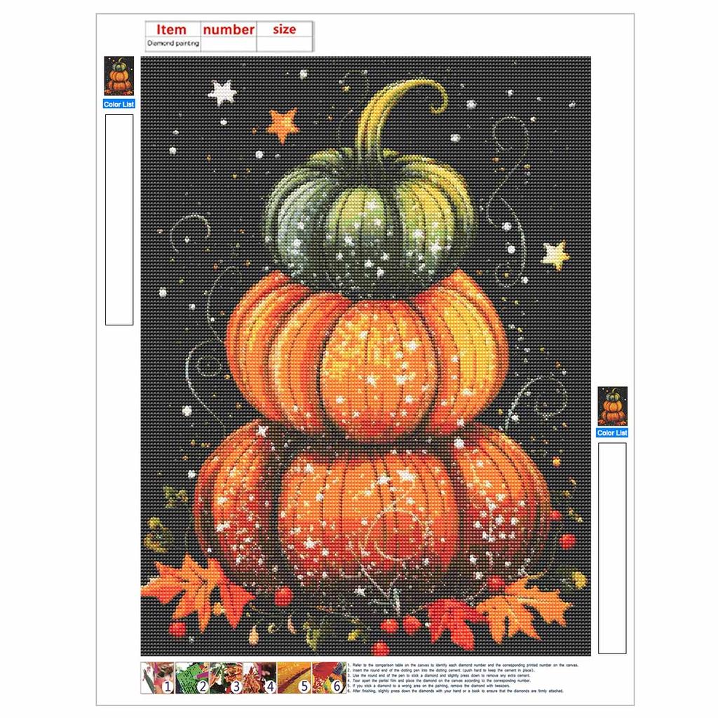 DIY Diamond Painting Canvas Stacked Pumpkin Autumn Harvest Stars Design 5D Full Drill Art Creative Leisure Craft Home Decor