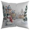 Christmas Pillowcase Watercolor Elk Snowman  Tree Fireplace Printed  Sofa Cushion Cover New Year Home Decor