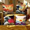 The Great Wave Off Kanagawa Art Pillow Covers Cartoon Sofa Decorative Home Double-sided Printing Short Plush Cute Cushion Cover