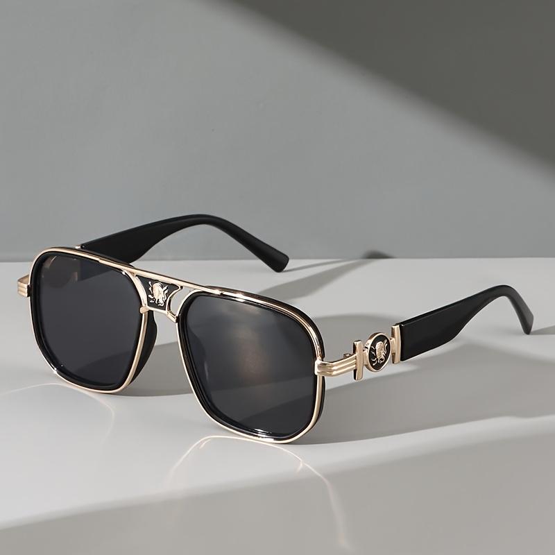 Fashion Super Large Retro Gradient Color Metal Double Bridge Sunglasses, with Snake Head Decoration, Futureist Y2K Style